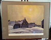 Framed A.J. Casson print showing the full artwork with matting and frame, visible signature and numbering.