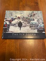 Front cover of the book showing a street with cars blocked by fallen ice-covered branches and a person walking.