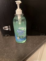 Photo of one large bottle of Smart Care Hand Sanitizer showing front label and pump nozzle.
