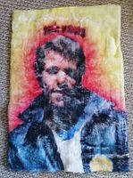 Front view of the carpet showing a printed image of The Fonz character in a leather jacket with colorful background