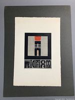 Full view of etching mounted on gray backing