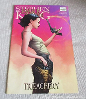 Front cover showing a woman with a revolver, pink and orange background, Stephen King branding, and Marvel logo.