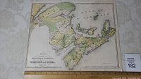 Full image of the antique map showing Eastern Canada electoral divisions, including Nova Scotia, New Brunswick, and Prince Edward Island.