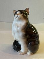 Front view of the Royal Doulton cat figurine showing the detailed tri-color painting and facial features.