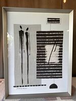 Front view of Domenic Gaudin abstract print in light metal frame showing entire artwork and frame condition.