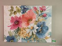 Front view of the Lisa Audit floral print on canvas showing vibrant colors and full artwork.