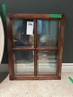 Single wooden windowpane style photo frame with four equally divided glass sections, labeled 22x18 inches.