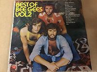 Front cover of Best of Bee Gees Vol 2 vinyl LP showing the three band members and track list