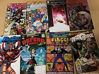 Eight comics displayed clearly showing front covers, titles, and artwork.