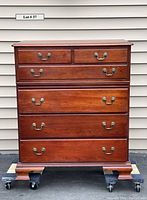 Front view of the vintage Pennsylvania House 6-drawer cherry dresser showing the Mt. Vernon finish and brass handles.