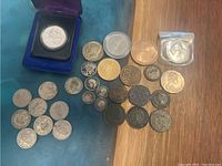 Wide view of all coins showing variety and condition