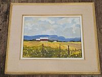 Full front view of the framed oil painting on board