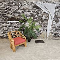 Full view of chrome arc floor lamp with dome shade and square base