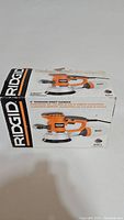 Front of box showing RIDGID 6" Random Orbit Sander