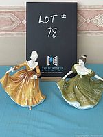 Photo of two Royal Doulton figurines named Lynne and Kirsty displayed side by side, showing their front and side profiles