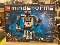 Front of factory sealed LEGO Mindstorms EV3 box showing branding, set number, age recommendation and piece count.