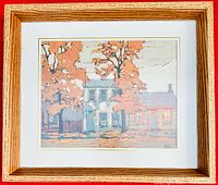 Full view of framed print showing the artwork, matting, and wood frame under glass.
