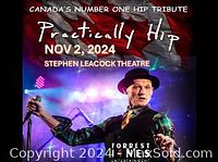 Poster for Practically Hip tribute performance on November 2, 2024 at Stephen Leacock Theatre