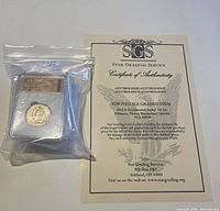 2010 D US Presidential Dollar coins in graded slabs and accompanying Certificate of Authenticity.