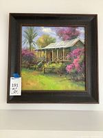 Full view of framed painting showing overall condition and style