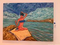 Front view of full painting showing figure on beach