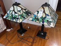 Two lamps side by side, front view