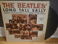 Front of The Beatles Long Tall Sally LP showing album title and collage of band images.