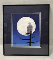 Full view of the framed "Eagle's Moon" print showing the eagle against the moon and the black frame.