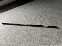 Photo of the full shower rod showing its length and condition on carpet
