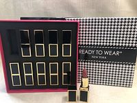 Box of 10 Ready To Wear lipsticks with one lipstick removed and displayed