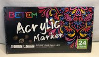Photo of the sealed BETTEM Acrylic Marker set box showing packaging design and color count.