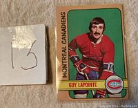 Front view of 1972-73 Guy Lapointe Montreal Canadiens hockey card, showing slight corner wear and clean surface.