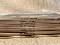 Stacked side view showing spines labeled Ontario History.