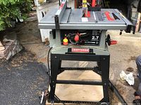 Front view of table saw mounted on mobile base