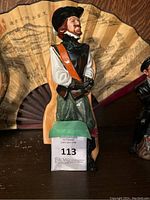 Front view of Royal Doulton Cavalier Musketeer figurine showing painted details and colors