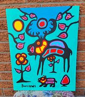 Front view of original acrylic painting showing composition, signature, and overall color scheme.