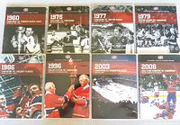 Full set of 8 Montreal Canadiens NHL memorable games DVDs, visible titles and cover art for each case.