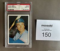 Front of 1975 SSPC Gary Carter baseball card enclosed in a PSA graded plastic case with a 9 Mint grade label.