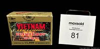 Front and side view of factory sealed Vietnam 100 Fact Cards Volume 2 box set with numbering.