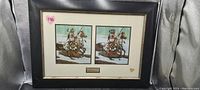 Framed print showing two side-by-side images of Native American horse riders labeled 'Guardian Spirits' by Bev Doolittle. Black frame with gold trim.
