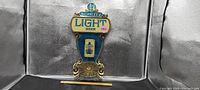 Front view of vintage Schlitz Light Beer plastic wall advertising sign showing colors and details.