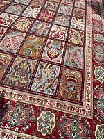 Close-up of multicolored square panels with detailed floral motifs