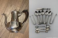 Overview of teapot and all accessories on white background