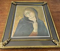Front view of the framed Florentine icon style art print of the Virgin Mary