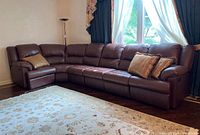 Full front view of sectional sofa with all seats upright
