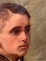 Close-up of subject’s face showing brushwork and paint condition