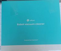 Box cover showing Lefant brand robot vacuum cleaner name and branding with turquoise and white color scheme.