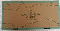Closed original shoe box with Laurentian Chief logo and map outline design.