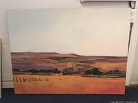 Full front view of the oil painting showing landscape composition and overall condition