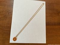 Full view of necklace with locket pendant and rope chain on white paper background